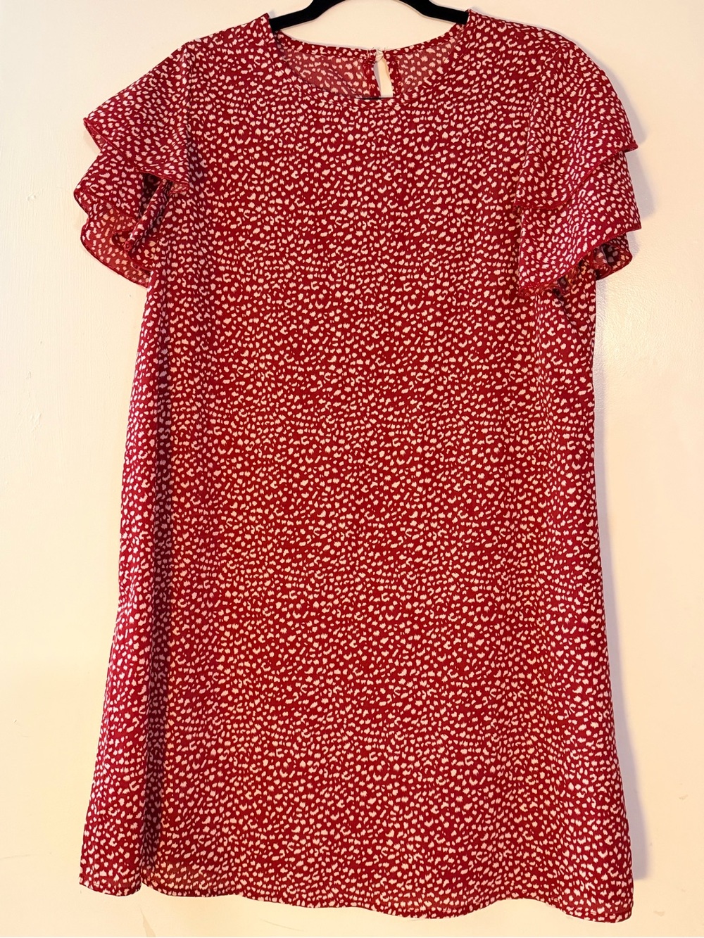 Red Printed Ruffle Sleeve Women’s Dress